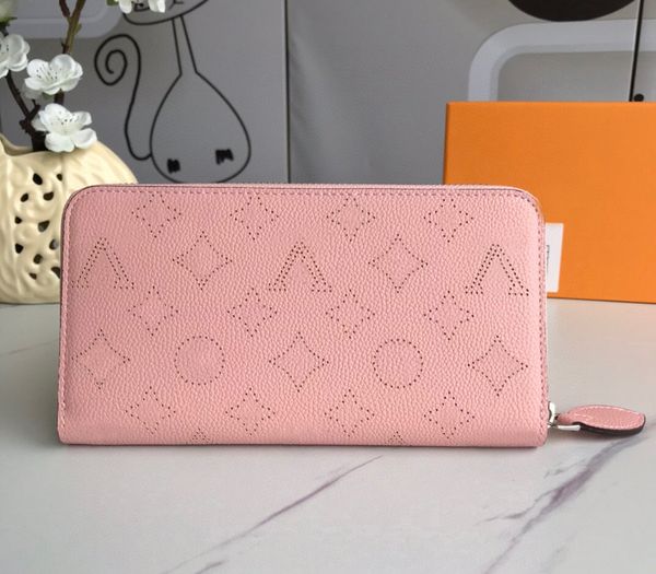 

fashion designer womens wallets luxury zipper purses high-quality perforated flower letter credit card holders ladies long slim money clutch, Red;black