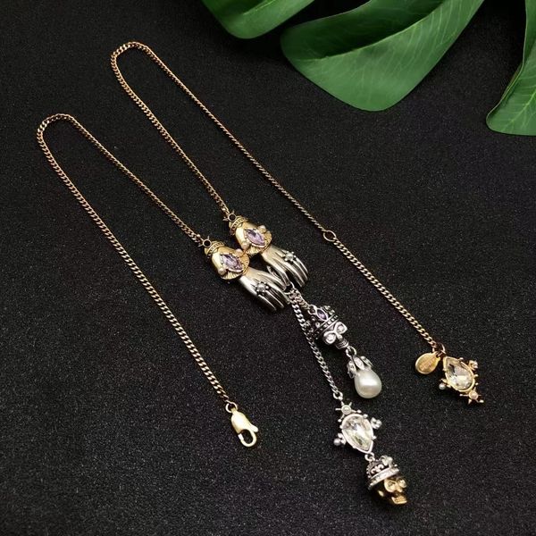 

pendant necklace vintage skull pendant luxury designer necklace, Silver
