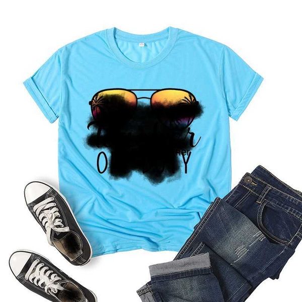 

cloth offs designer sunglasses teacher off duty printed short sleeve t-shirt women's summer loosemp14, White