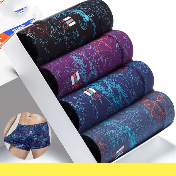 

underpants 4pcs/lot 7xl 150kg menmodal shorts breathable boxer shorts youth mid waist plus size boxer panties stretch sports men underwear 2, Black;white