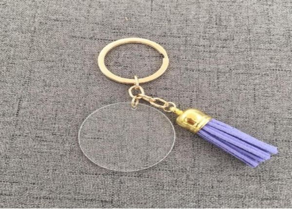 

2020 4cm blank disc with 3cm suede tassel vinyl keyring lowest multi color available blank disc acrylic tassel monogram k2958145, Silver
