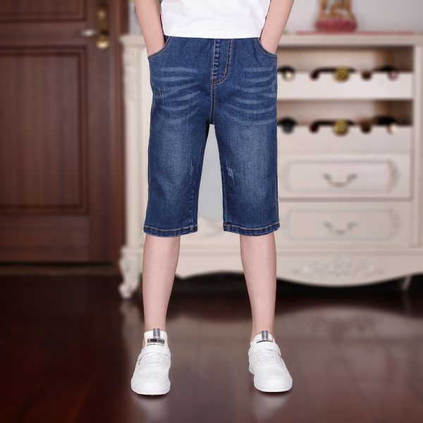 

jeans 110-180 boys summer jeans teenager clothes oversized casual solid elastic waist cotton children's cowboy pants 230413, Blue