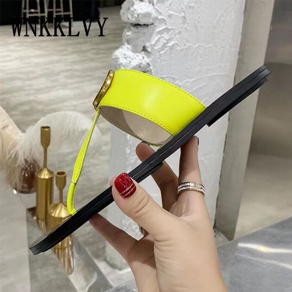 

designer g slipper new flat slippers women summer metal ornament real leather flat mouth slipper outdoor holiday flip sandals flops, Black