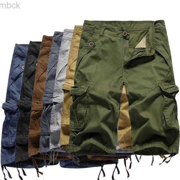 

men's pants 2020 new camouflage cargo shorts men multi-pocket military tactical shorts mens cotton casual male short pants streetwear x, Black