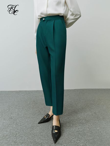 

women's pants capris fsle design sense tapered nine-point pant women autumn all-match commuting simple straight loose casual female sui, Black;white