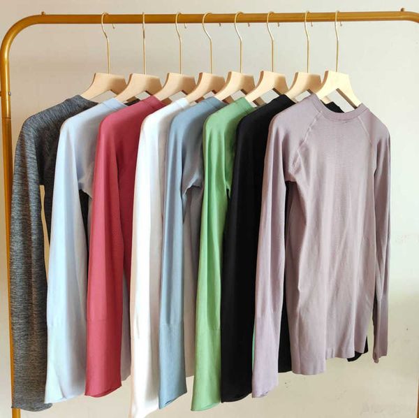 

women clothing tees t-shirt autumn winter 2.0 long-sleeved yoga clothes slim slimming seamless quick-drying sports fitness t-shirts, White