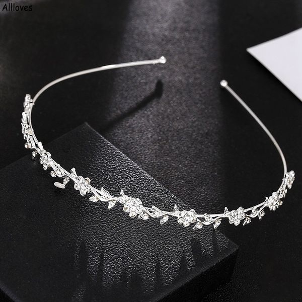 

trendy silver rhinestones flowers wedding headpieces tiara headband bridal princess crown hair accessories bridesmaids jewelry women headwea