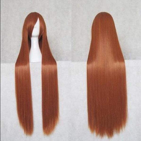 

fashion new anime cosplay 100cm long straight hair orange wig8872241, Black