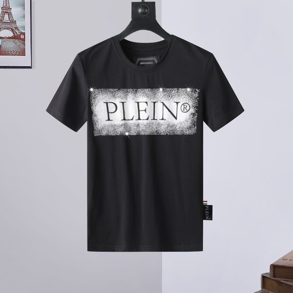 

pleinxplein pp men's t-shirts original design summer shirt plein t-shirt pp cotton rhinestone pattern shirt short sleeve 768 color, White;black