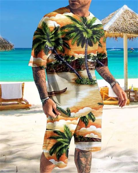 

men's tracksuits 2piece sportswear printed tshirt suit street casual twopiece oversized set 230413, Gray