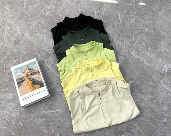 

summer womens tees yoga t shirts sleeveless fashion crop embroidery letter pullover vest clothing with elastic fitted clothes gym running, White