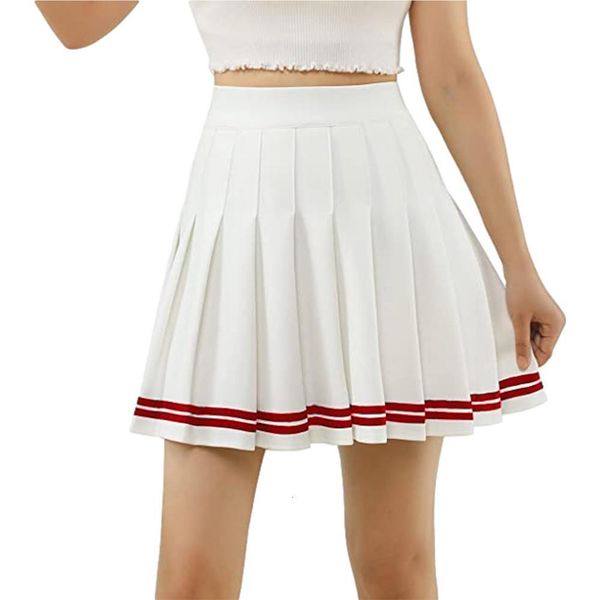 

skirts y2k summer korean fashion short women skirt casual high-waisted slim elastic striped harajuku pleated school mini a-line skirts 23041, Black