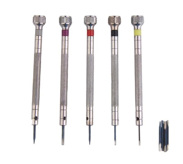 

mini 5pcs silver tone screwdriver set watch repair tools kit with 5pcs cutter heads6901985