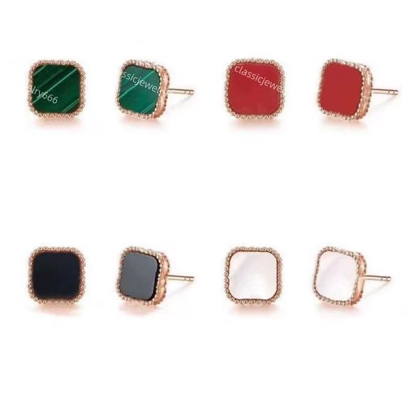 

fashion designer brand earrings luxury gold earrings 18k clover colorful shell jewelry festival gift 316 stainless steel, White