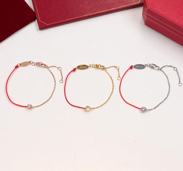 

tennis luxury jewelry, european and american red rope single diamond, half chain, half rope bracelet, lucky jewelry, birthday gift bracelet, Golden;silver