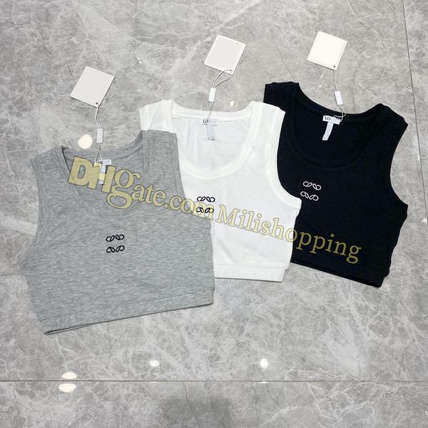 

tanks designer womens knits tees t shirts sleeveless woman summer camis tees vest short shirt lady slim vests ice silk 2316#, White