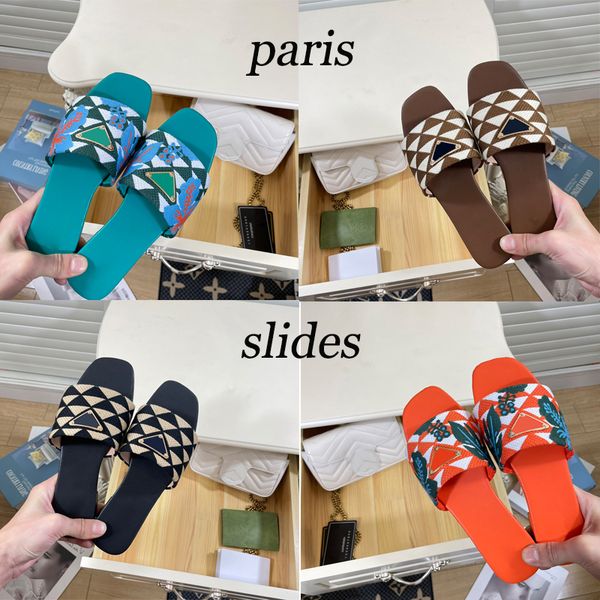

2023 designer beach platform slippers sandals slides for women fashion foam rubber mules embroider summer luxury ladies home casual shoes, Black