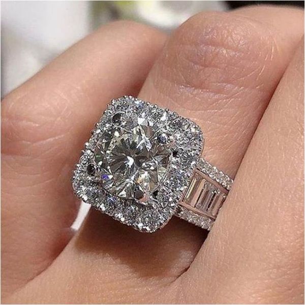 

newly-designed engagement rings for women high-quality cubic zirconia gorgeous proposal ring gift wedding bands jewelry, Golden;silver