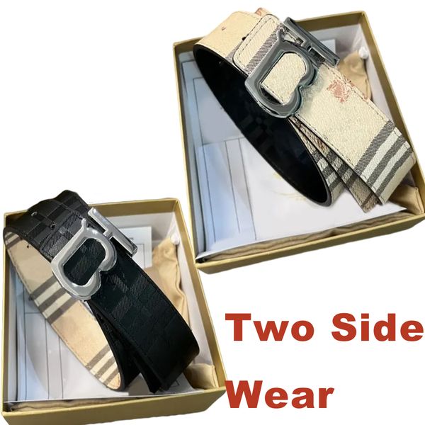

designer belt luxury men classic pin buckle belts gold and silver buckle head striped double-sided casual 4 colors width 3.8cm size 105-125c, Black;brown