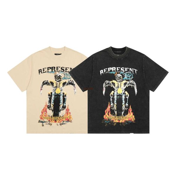 

men's and women's summer fashion t shirt high street brand rep representative summer new hell knight design short sleeve loose, White;black