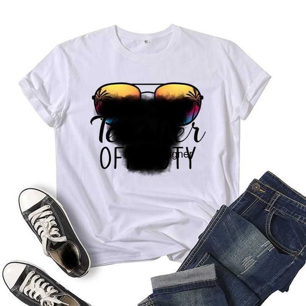 

cloth offs designer sunglasses teacher off duty printed short sleeve t-shirt women's summer loosea0d6, White