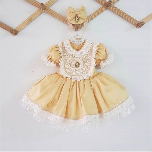 

girl's dresses 0-12y baby girl summer yellow vintage spanish princess ball gown dress for christmas eid causal 230413, Red;yellow