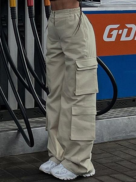 

women's pants capris vintage 90s cargo pants women y2k low waist trousers straight wide leg baggy jeans hippie joggers trouser femme ov, Black;white