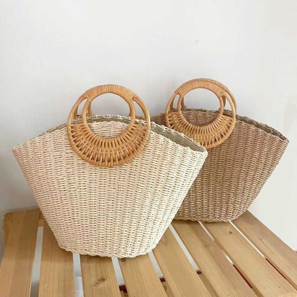 

new beach bags tengba fashion women's bag handheld grass woven bag fashion leisure woven bag beach resort basket bag