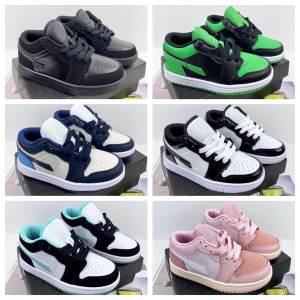 

designer shoes jumpman 1 low 1s infant kids sneakers pink black basketball shoes black pick small big boys girls