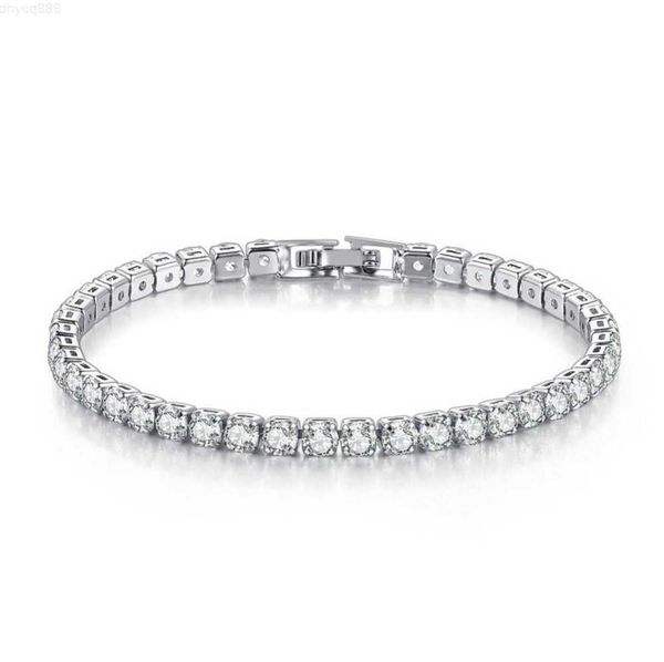 

14k gold plated silver 4mm cubic zirconia classic bangle bracelet diamond zirconia chain tennis bracelets for women girl boy, Golden;silver