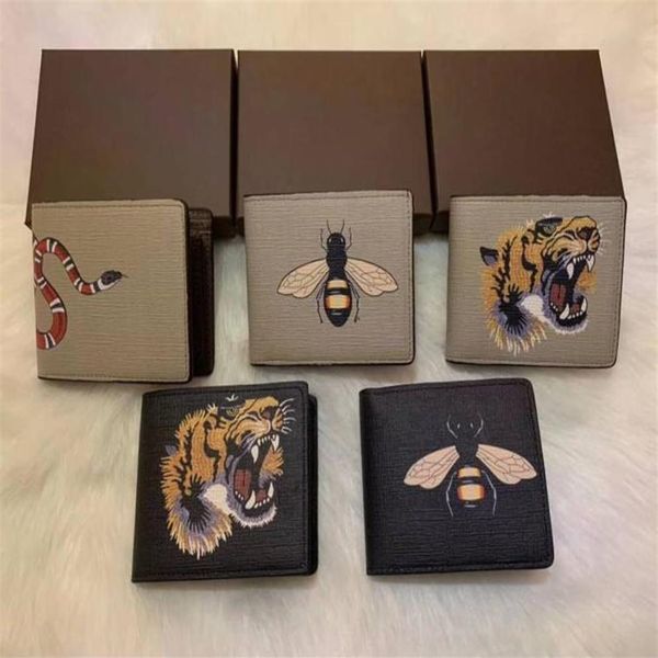 

men animal short wallet leather black snake tiger bee wallets pu women classic long style purse wallet card holders l213k, Red;black