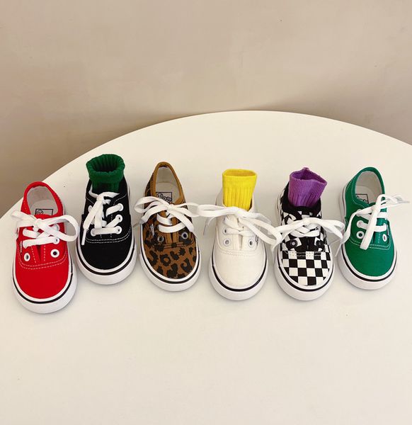 

sneakers toddler girl summer lace up solid shoes korean fashion board breathable canvas 230412, Black;red