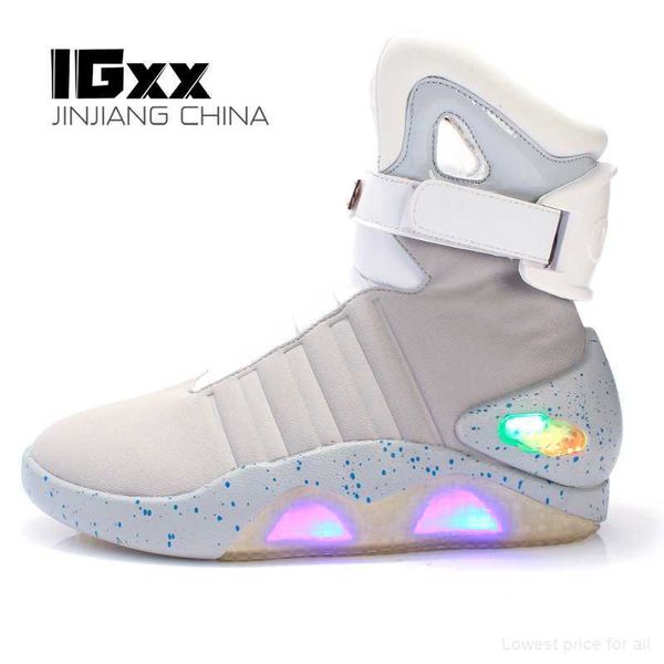 

boots igxx 1989 light up sneakers led mag shoes for men air shoes usb recharging back to the future street 220928, Black