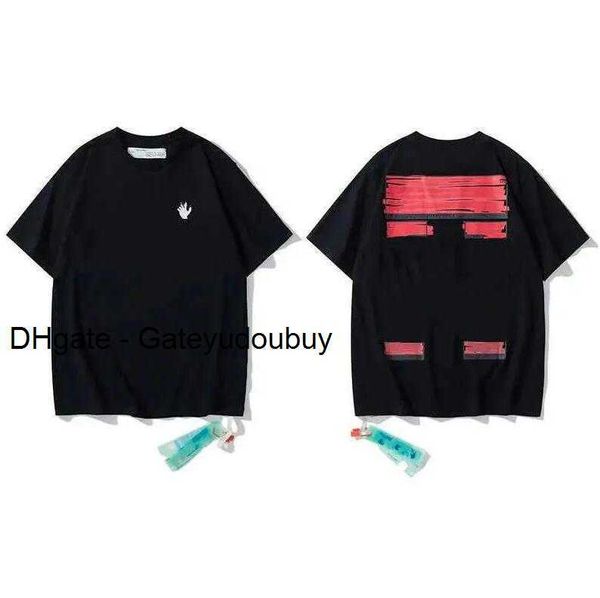 

summer loose offs tees designer graffiti t-shirts t-shirt for men's fashion cross paintings black white red n2it, White;black