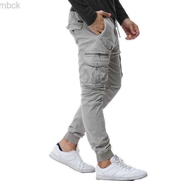 

men's pants 2022 mens camouflage tactical cargo pants men joggers boost military casual cotton pants hip hop ribbon male army trousers, Black