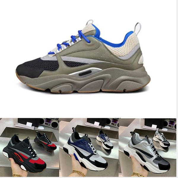 

brand b22 casual shoes reflective sneakers mens women trainers calfskin patchwork sneaker oblique technical shoe platform shoess with box, Black