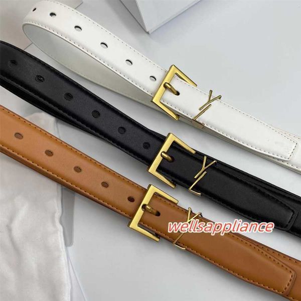 

luxury designer belt for women genuine leather cowhide 3cm men designers ysl belts bronze buckle silver womens waistband, Black