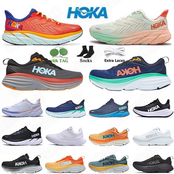 

hoka one one bondi 8 running shoes women men clifton 8 carbon x 2 athletic shoe shock absorbing road fashion sneakers highway climbing 2023