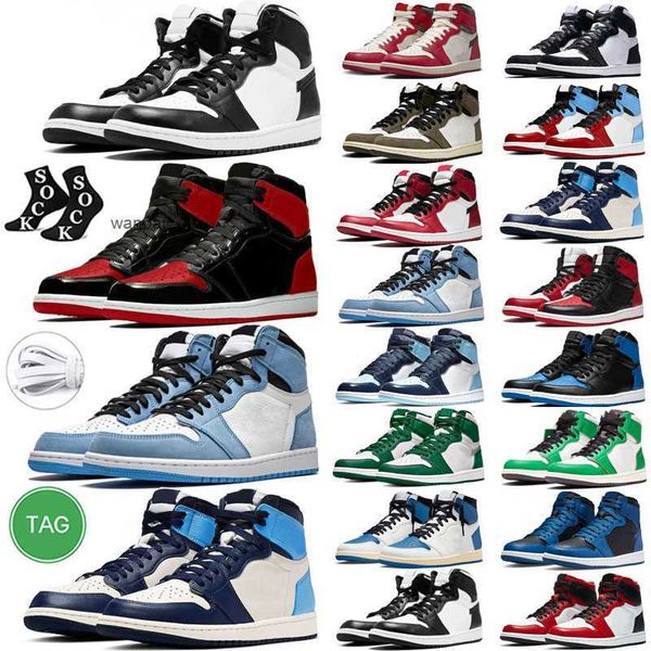 

jumpman 1 shoes men women patent bred chicago lost og university blue reverse dark mocha stealth stage haze homage black white unc diamond d