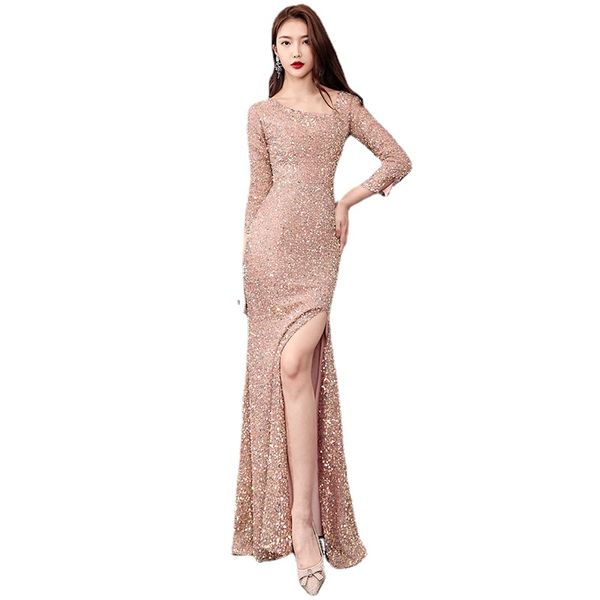 

new long sleeves mermaid prom dresses arabic sequinned evening dresses prom gown party celebrity dress, Black;red