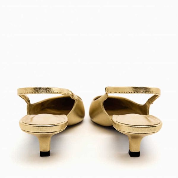 

nxy sandals gold leather pumps for women summer pointed toe heeled woman wedding stiletto elegant heels slingbacks 230406, Black