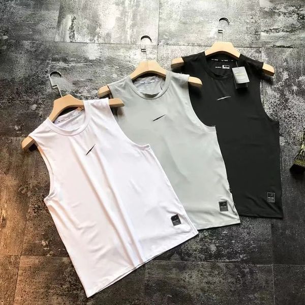 

mens tank tech fleece designer nk print summer quick drying vest sports classic black white and gray double tri-color optional, White;black