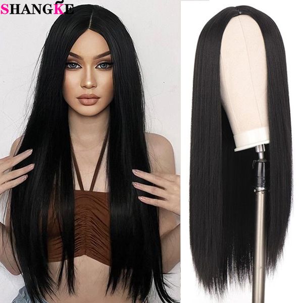 

cosplay wigs shangke synthetic long straight black middle part wig heat-resistant fiber two-tone cosplay wig party/daily wig for women 23041