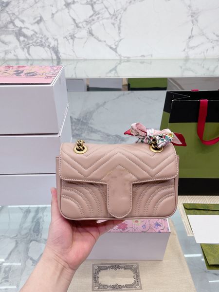 

fashion marmont shoulder bag for women high capacity genuine leather metal buckle logo stripe classic flip bag quilted chain designer luxury