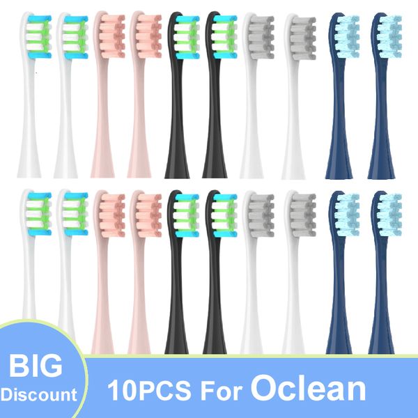 

toothbrushes head 10 pcs replacement brush heads for oclean x/ x pro/ z1/ f1/ one/ air 2 /se/flow dupont soft suitable vacuum bristle nozzle