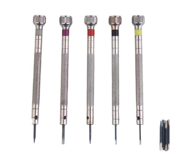 

mini 5pcs silver tone screwdriver set watch repair tools kit with 5pcs cutter heads2631801