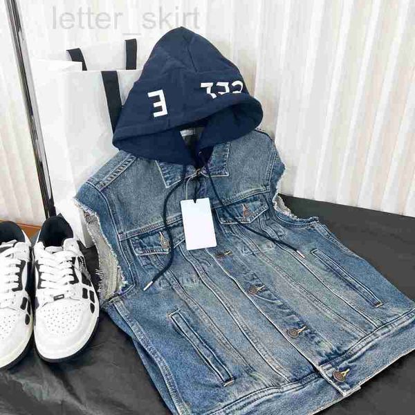 

women's knits & tees designer mini high edition22 hooded denim vest coat correct version end quality shenzhen zjnh, White