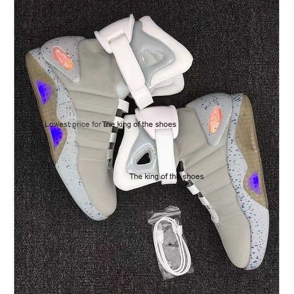 

2023 authentic mag shoes limited edition man back to the future glow in the dark led lighting up mags black red with box