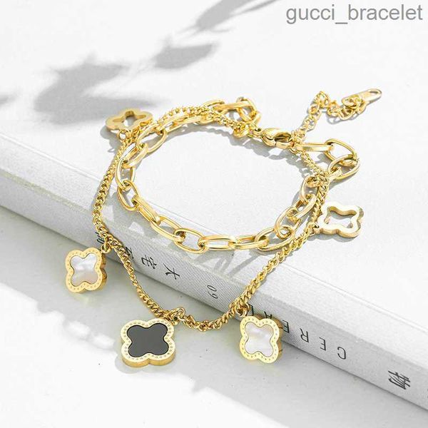 

charm bracelets design four charm stainless steel bracelet lucky women gift jewelry, Golden;silver