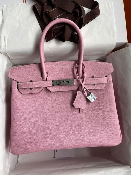 

10a malva purple silver hardware women handbag tote luxury designers bag fully handmade itally epsom leather wax line stitching wholesale cu, Black;red